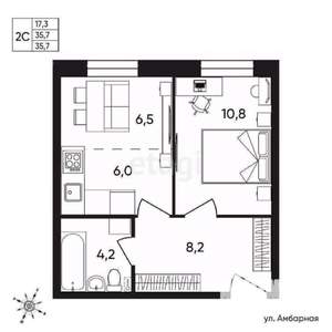 1-к квартира, вторичка, 36м2, 1/9 этаж