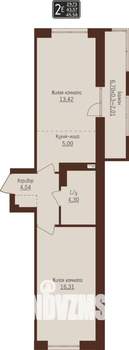 2-к квартира, строящийся дом, 46м2, 7/8 этаж