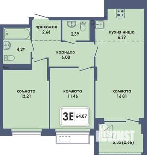 3-к квартира, вторичка, 65м2, 8/10 этаж