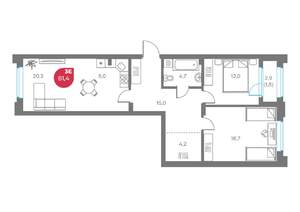 3-к квартира, вторичка, 81м2, 3/9 этаж