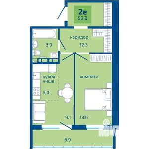 2-к квартира, вторичка, 51м2, 6/8 этаж