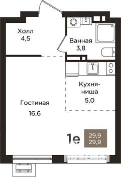 Студия квартира, вторичка, 30м2, 3/9 этаж