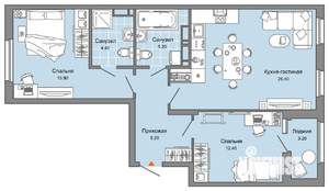 2-к квартира, вторичка, 74м2, 5/15 этаж