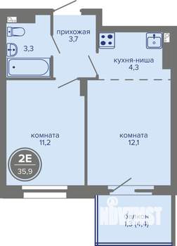 2-к квартира, вторичка, 36м2, 7/26 этаж