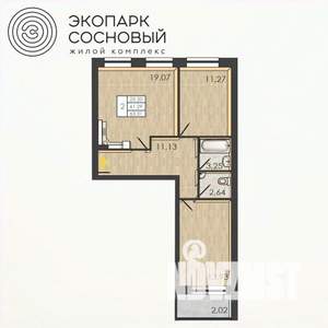 2-к квартира, вторичка, 61м2, 2/4 этаж