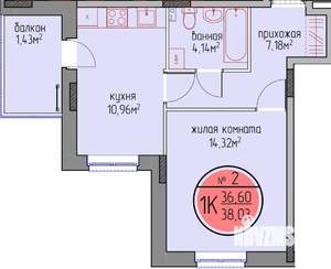1-к квартира, вторичка, 37м2, 1/6 этаж