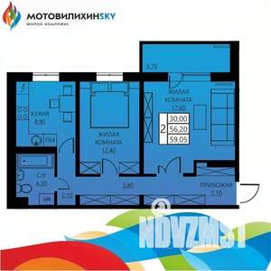 2-к квартира, вторичка, 56м2, 1/8 этаж