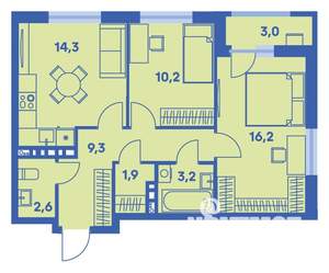 3-к квартира, вторичка, 59м2, 4/9 этаж