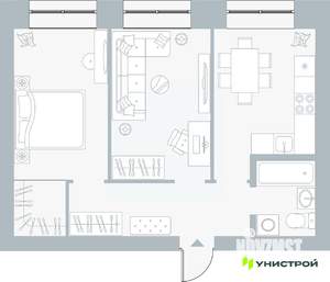 2-к квартира, вторичка, 51м2, 1/5 этаж