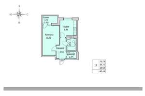 1-к квартира, вторичка, 39м2, 20/24 этаж