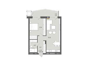 1-к квартира, строящийся дом, 62м2, 5/6 этаж