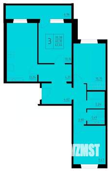 3-к квартира, строящийся дом, 64м2, 1/10 этаж