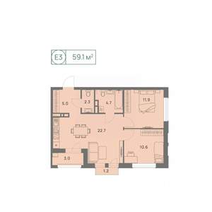 3-к квартира, вторичка, 59м2, 7/25 этаж