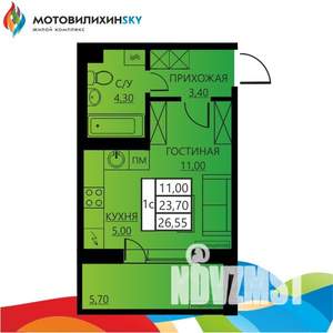 1-к квартира, вторичка, 24м2, 1/8 этаж