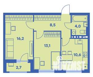 2-к квартира, вторичка, 54м2, 5/9 этаж