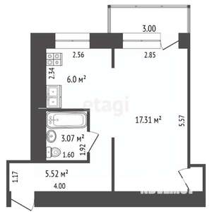 1-к квартира, вторичка, 32м2, 2/5 этаж