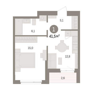 1-к квартира, вторичка, 41м2, 13/16 этаж