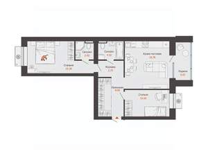 2-к квартира, вторичка, 67м2, 4/6 этаж