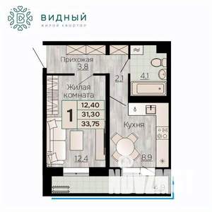 1-к квартира, вторичка, 34м2, 2/8 этаж