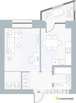 1-к квартира, вторичка, 39м2, 3/5 этаж