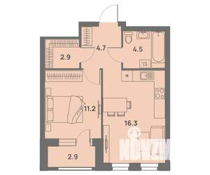 2-к квартира, вторичка, 41м2, 15/25 этаж