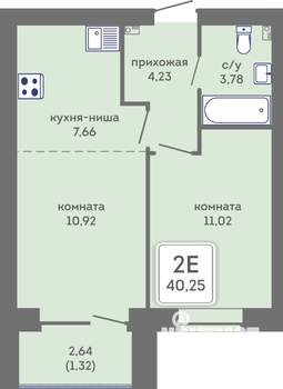 2-к квартира, вторичка, 40м2, 6/7 этаж