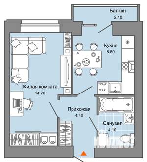 1-к квартира, вторичка, 32м2, 7/8 этаж