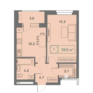 1-к квартира, вторичка, 39м2, 11/25 этаж