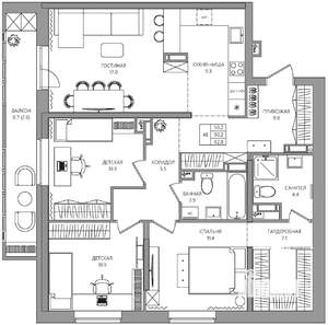 4-к квартира, вторичка, 93м2, 14/22 этаж
