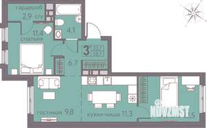 Студия квартира, строящийся дом, 59м2, 19/22 этаж