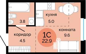 Студия квартира, вторичка, 23м2, 14/17 этаж