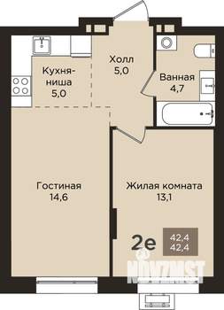 2-к квартира, вторичка, 42м2, 5/9 этаж