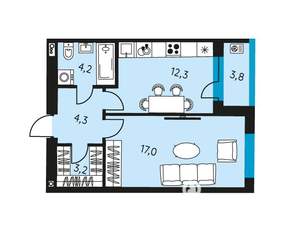 1-к квартира, вторичка, 43м2, 13/30 этаж