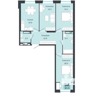 3-к квартира, вторичка, 84м2, 18/18 этаж