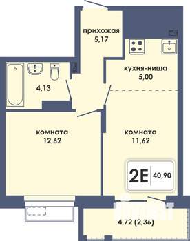 2-к квартира, вторичка, 41м2, 8/10 этаж