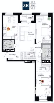 3-к квартира, вторичка, 93м2, 4/9 этаж