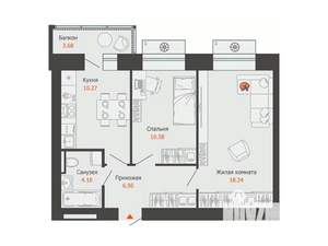 2-к квартира, вторичка, 51м2, 4/9 этаж