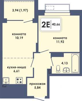2-к квартира, вторичка, 41м2, 7/10 этаж