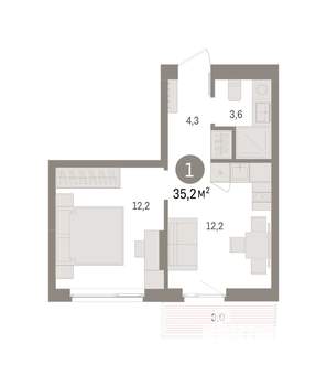 1-к квартира, вторичка, 35м2, 6/11 этаж