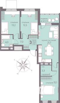 3-к квартира, вторичка, 79м2, 10/22 этаж