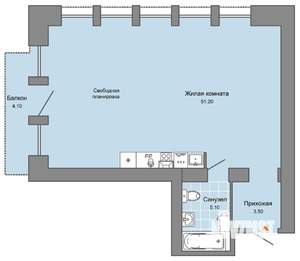Студия квартира, вторичка, 61м2, 8/8 этаж