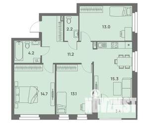 4-к квартира, вторичка, 75м2, 15/25 этаж