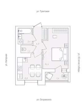 1-к квартира, вторичка, 36м2, 4/10 этаж