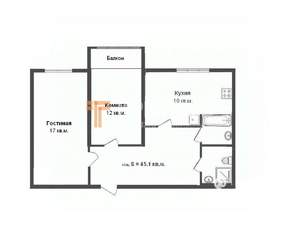 2-к квартира, вторичка, 45м2, 4/9 этаж