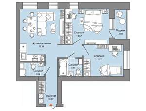 2-к квартира, вторичка, 61м2, 2/8 этаж