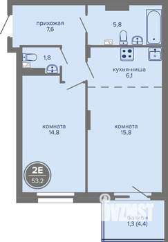 2-к квартира, вторичка, 53м2, 2/26 этаж