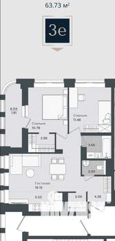 3-к квартира, вторичка, 64м2, 19/20 этаж