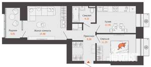 2-к квартира, вторичка, 53м2, 2/9 этаж