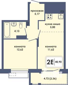 2-к квартира, вторичка, 41м2, 4/10 этаж