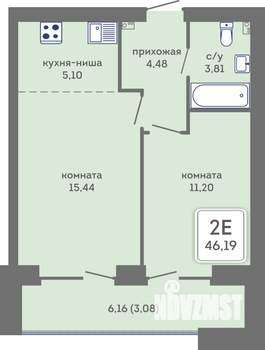 2-к квартира, вторичка, 46м2, 1/7 этаж